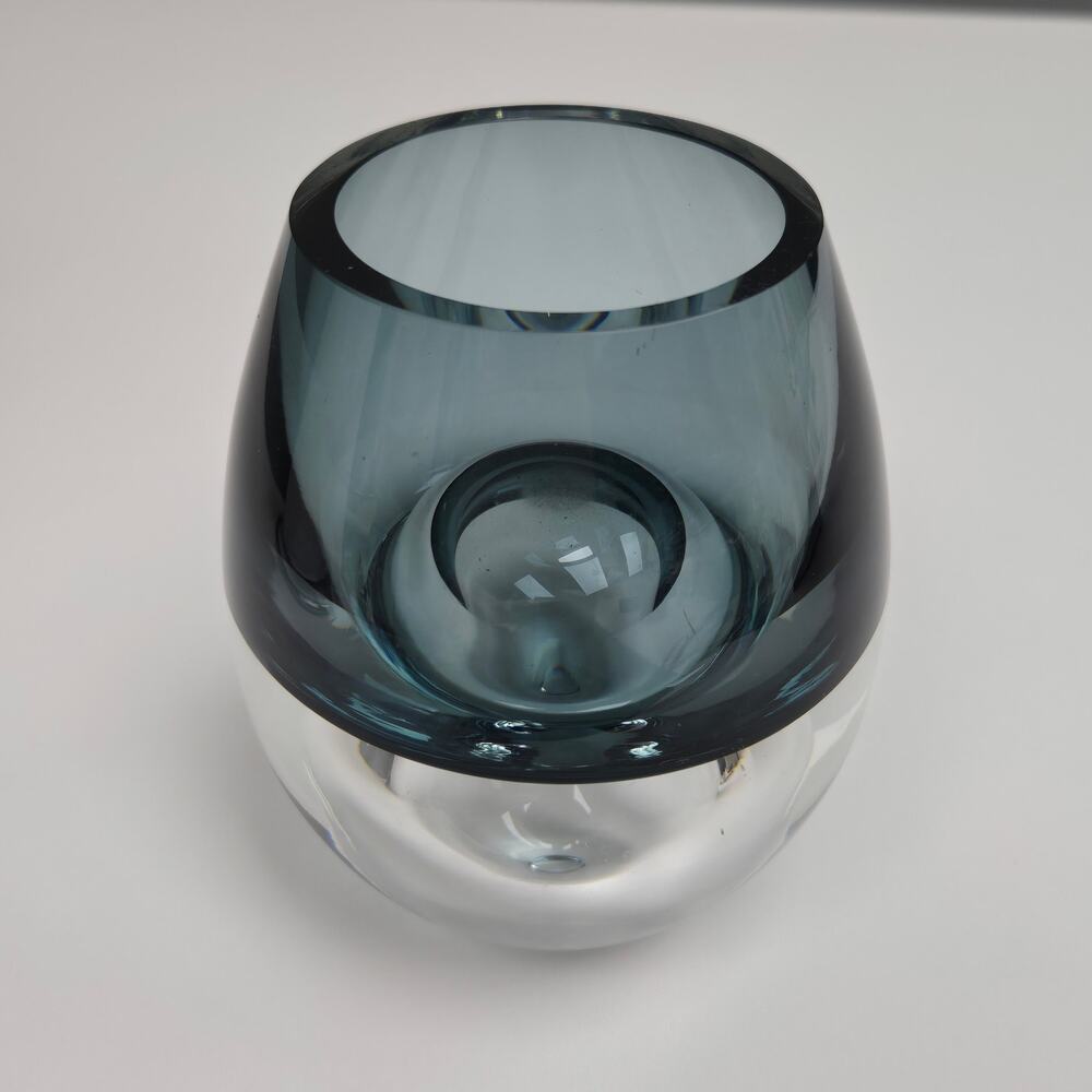 Vintage Holmegaard Style Smoked Glass Double Layer Nested Bud Vase Candle Holder - Picture 3 of 14